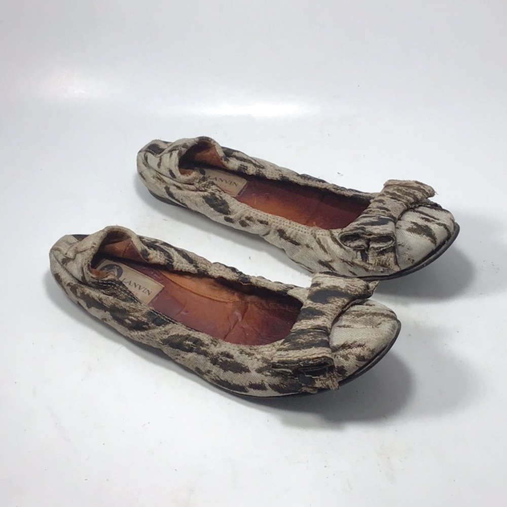 Lanvin Animal Print Fabric Bow Ballerina Flats Size 8.5 - Picture 4 of 12